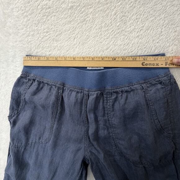 Toad & Co Lina Pant 100% Linen Ruched Jogger Pull On Blue Natural Fibers Pockets - Picture 7 of 15
